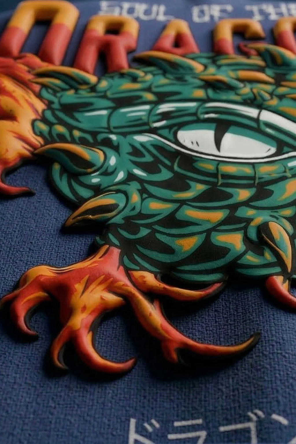 Dragon Navy 3D Puff Print Exclusive T-shirt Supreme Edition