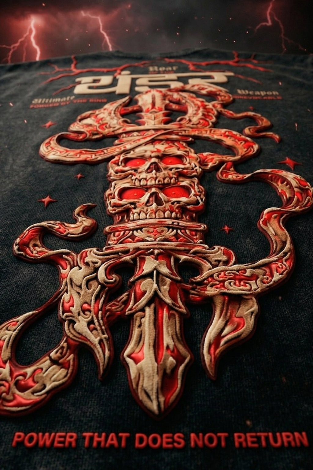 थंडर Black Acid Washed Puff Printed Exclusive T-shirt Supreme Edition