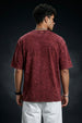 Maroon Plain Oversized Acid Washed Exclusive T-shirt