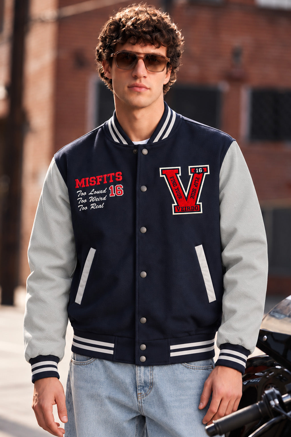 Street Club Navy Blue & Grey Exclusive Varsity Jacket
