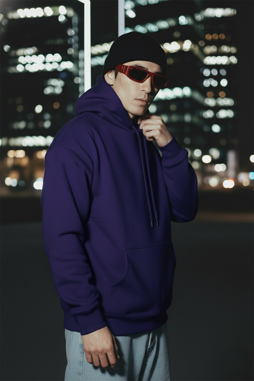 Purple Plain Oversized Fit Hoodie