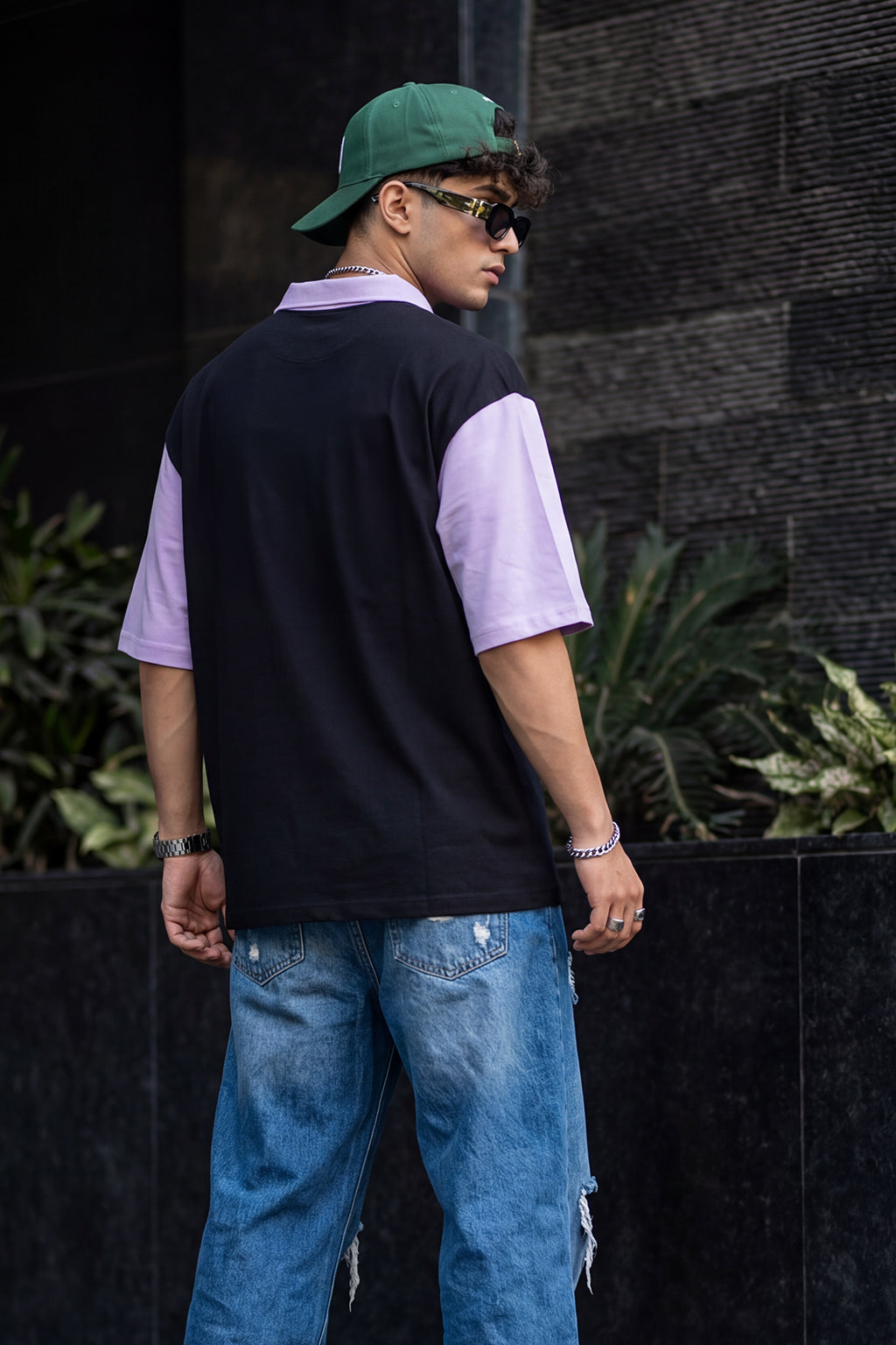 Veirdo Black Oversized Polo T-shirt