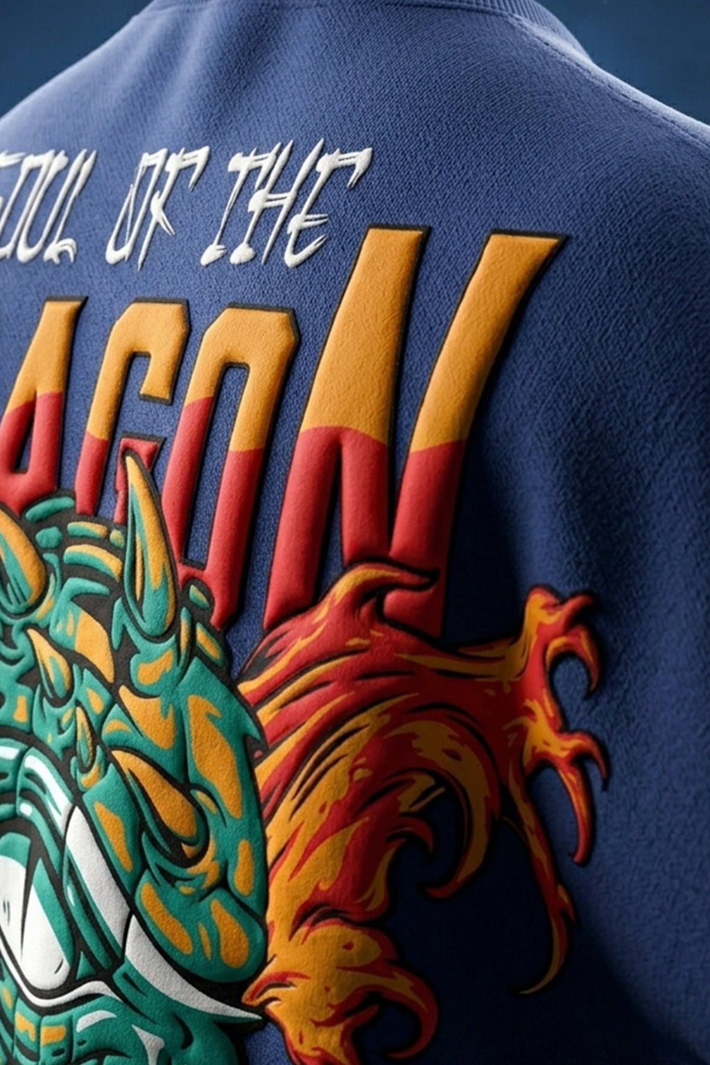 Dragon Navy 3D Puff Print Exclusive T-shirt Supreme Edition