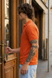 Veirdo Orange Rib Collar Economic Regular Fit Pique Polo