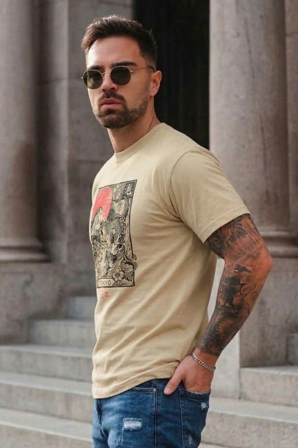 Tokyo Swanwhite Regular Fit Printed T-shirt