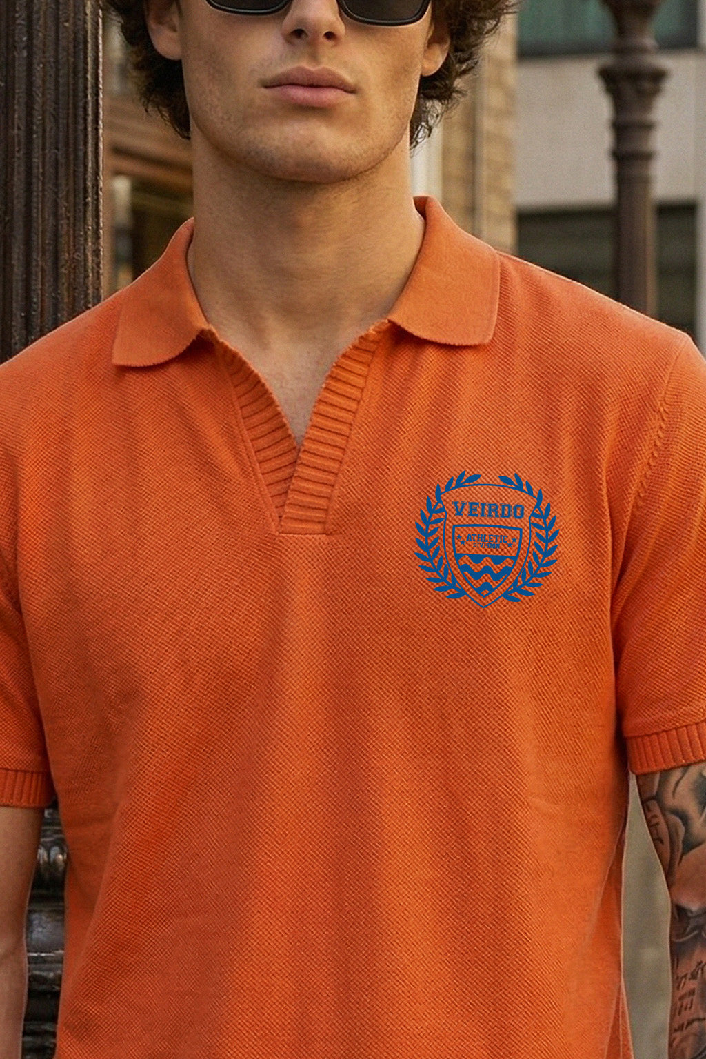 Veirdo Orange Rib Collar Economic Regular Fit Pique Polo