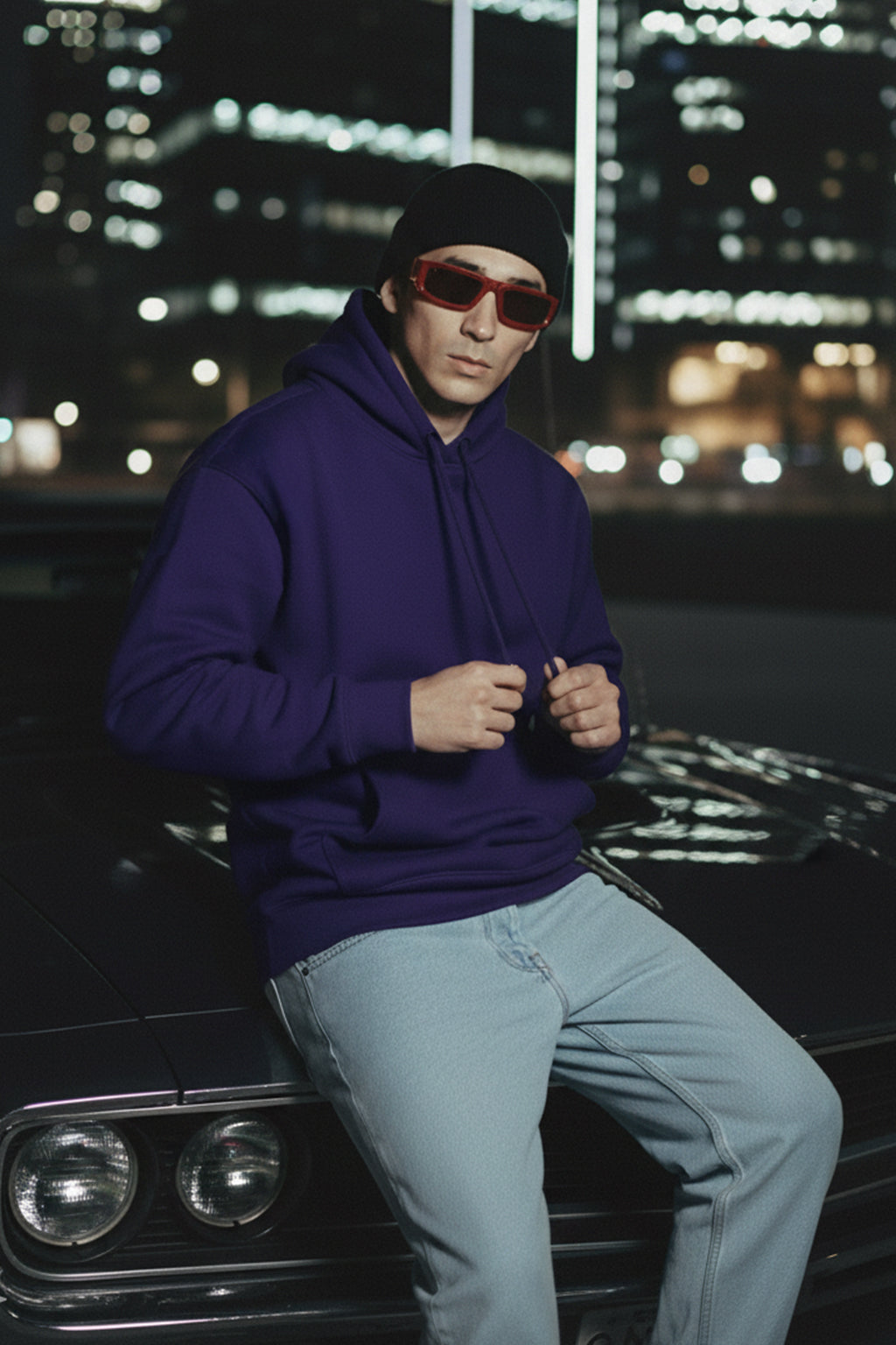 Purple Plain Oversized Fit Hoodie