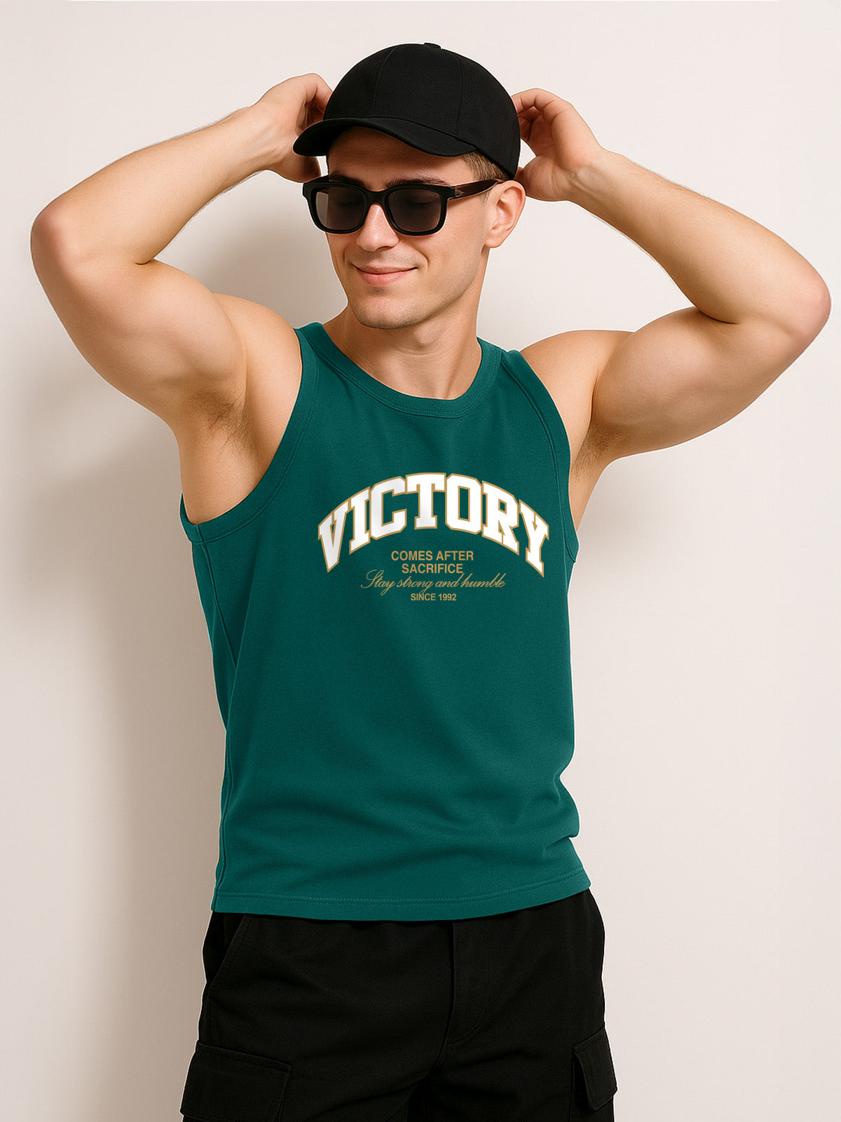 Victory Green Regular Fit Printed Vest
