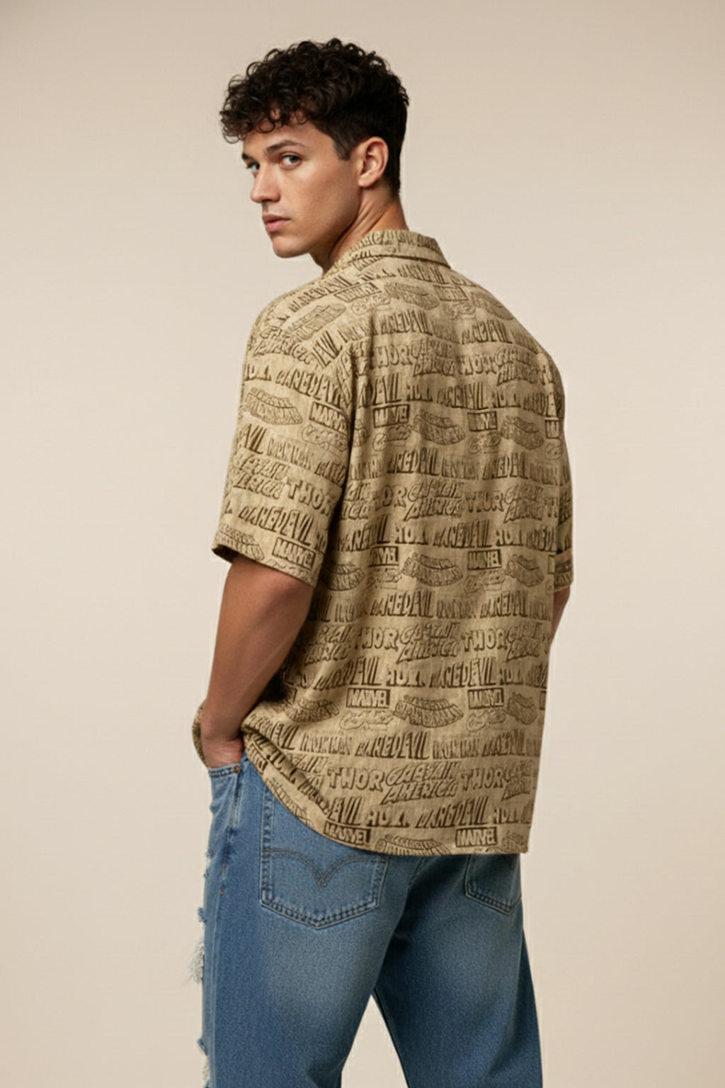 Captain Marvel Black All Over Print Oversized Exclusive Shirt