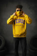 Veirdo Original Mustard Oversized Printed Hoodie With Face Mask