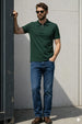 Green Interlock Plain Regular Fit Zipper Polo T-shirt