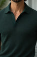 Green Ribknit Ribbed Plain Regular Fit Polo T-shirt