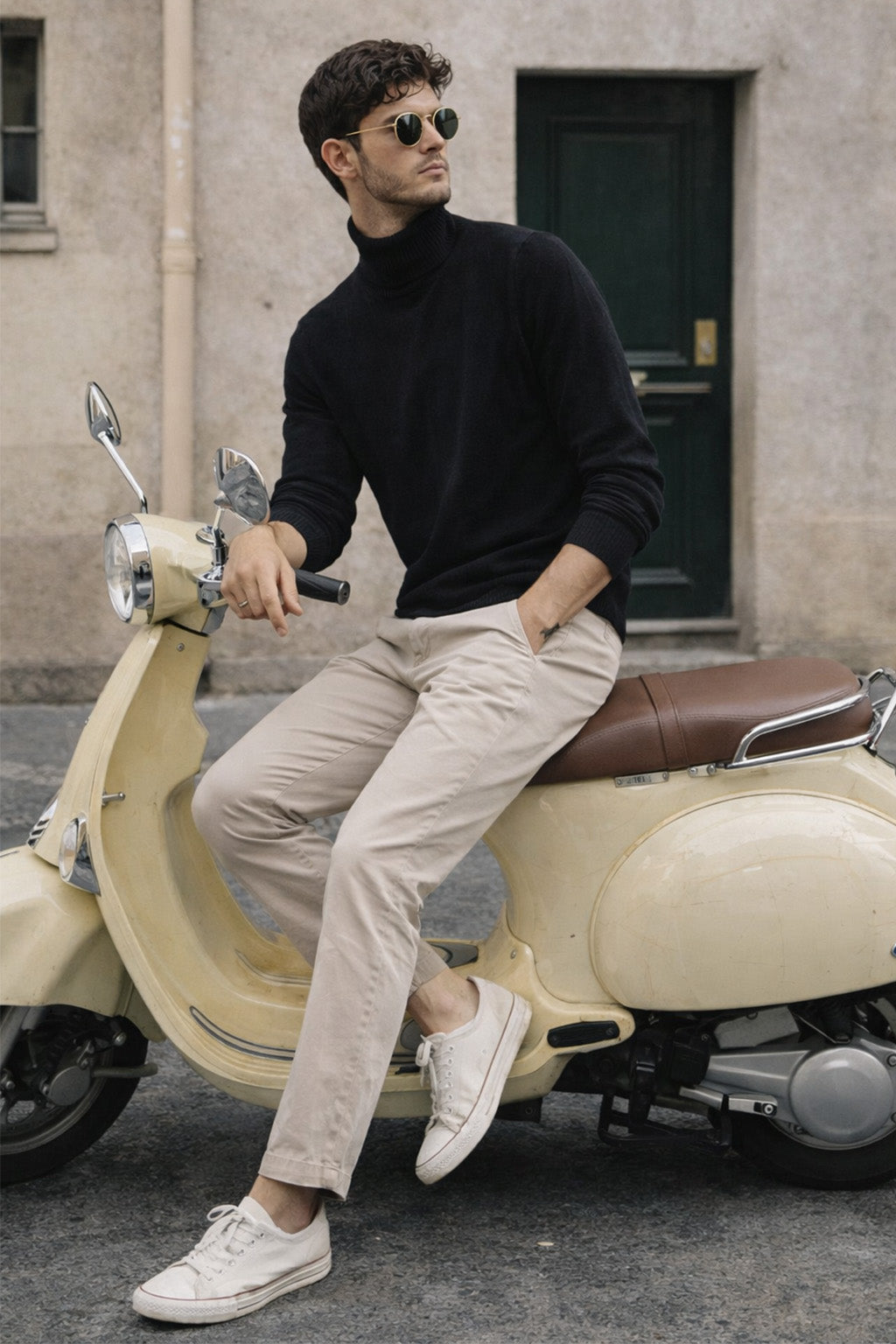 Black High Neck Flatknit Textured Regular FIt Sweatshirt