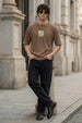 I'm Fine Brown Oversized Textured T-shirt