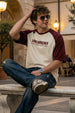 Swanwhite-Maroon Raglan Oversized Typography Printed T-shirt