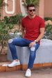 Red Plain Regular Fit T-shirt