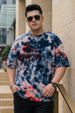 Rust Blue Tie-Die Printed Plus Size T-shirt