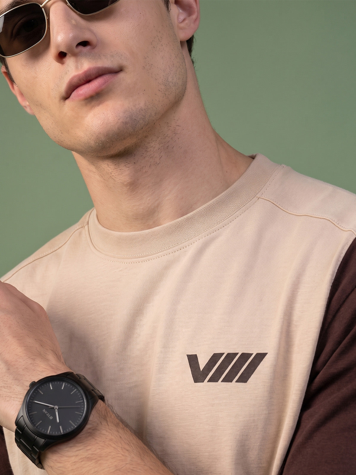 Mocha Drift Beige Oversized Graphic Printed T-shirt