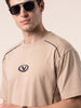 Athletic Essentials Beige Oversized Graphic Printed T-shirt
