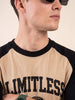 Limitless Raglan Beige Oversized Graphic Printed T-shirt