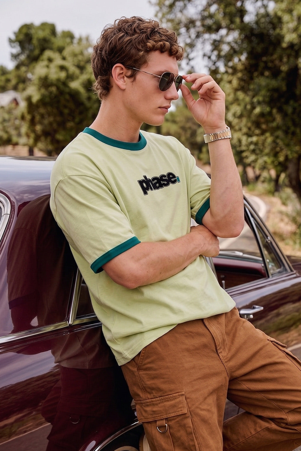 The Phase Fogg Green Oversized Printed T-shirt