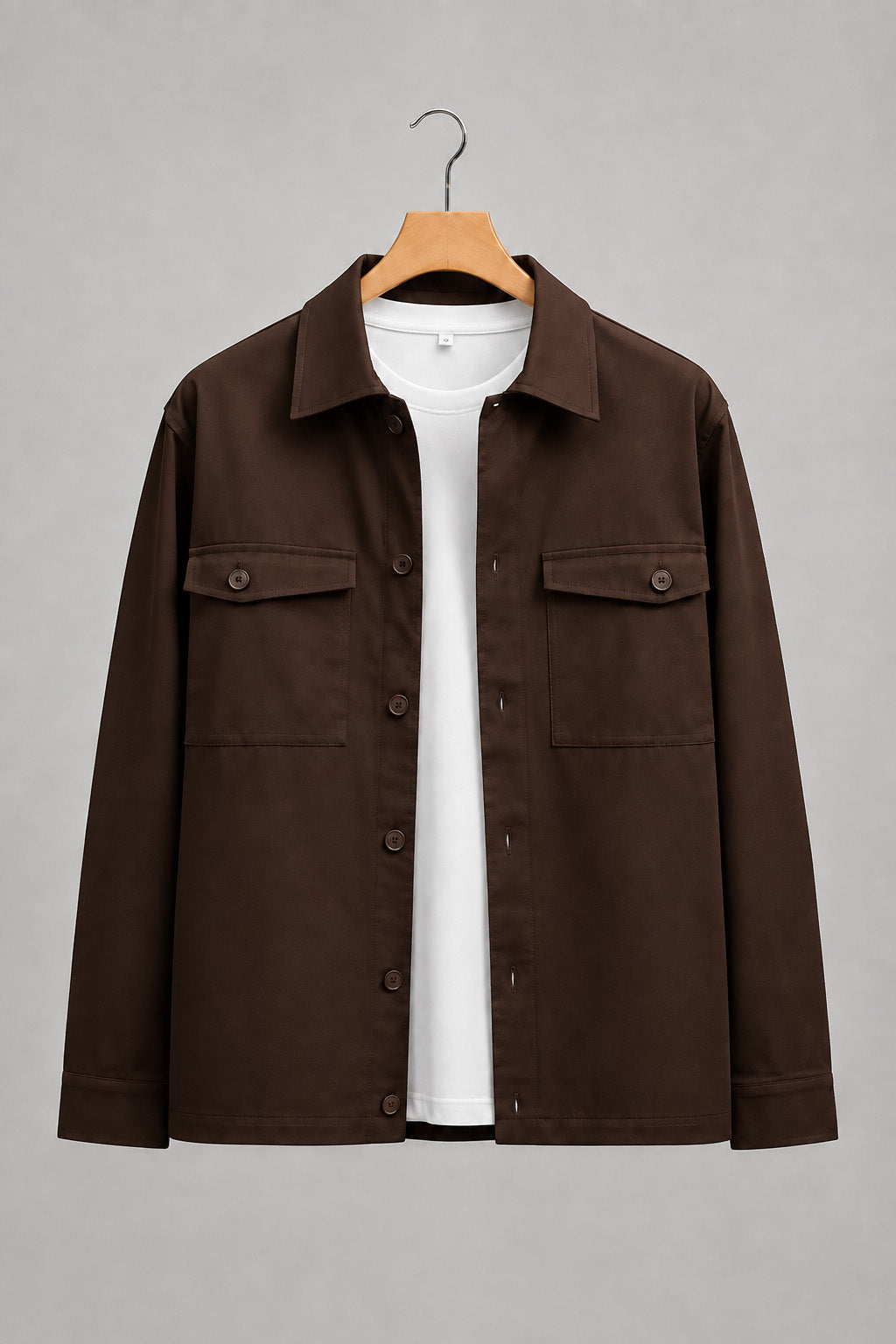 Brown Exclusive Black Premium Button Detail Exclusive Shacket