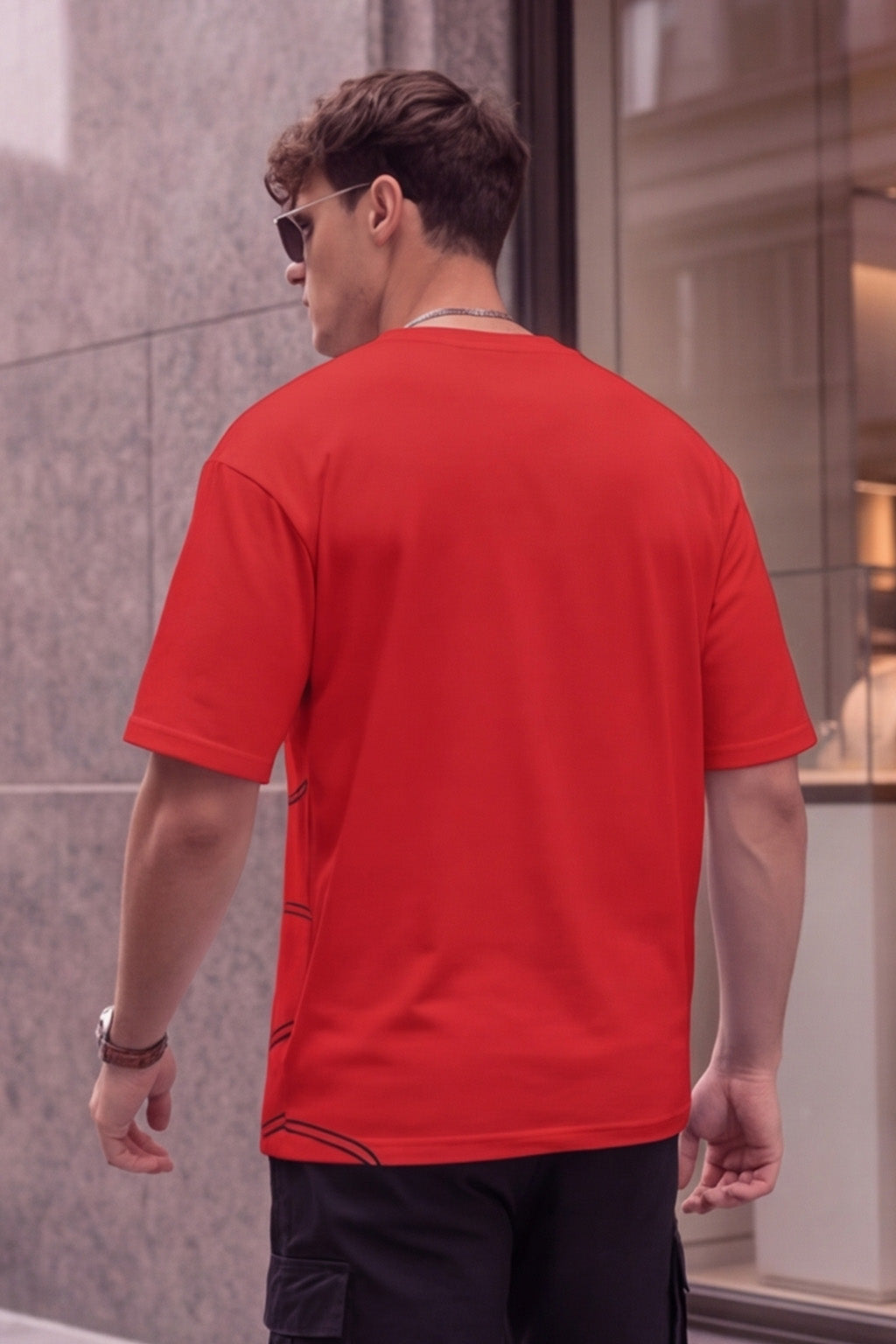 SpiderVerse Webline Red Oversized Printed T-Shirt