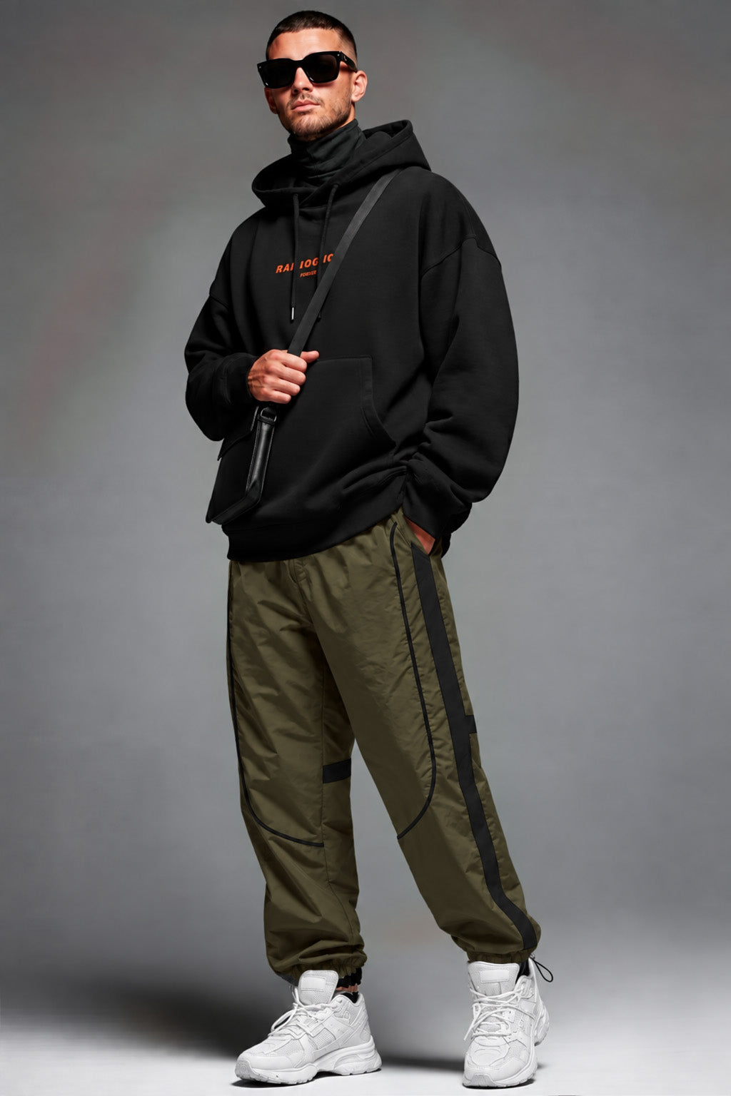 Taupe Contrast Stripe Relaxed Fit Nylon Exclusive Jogger