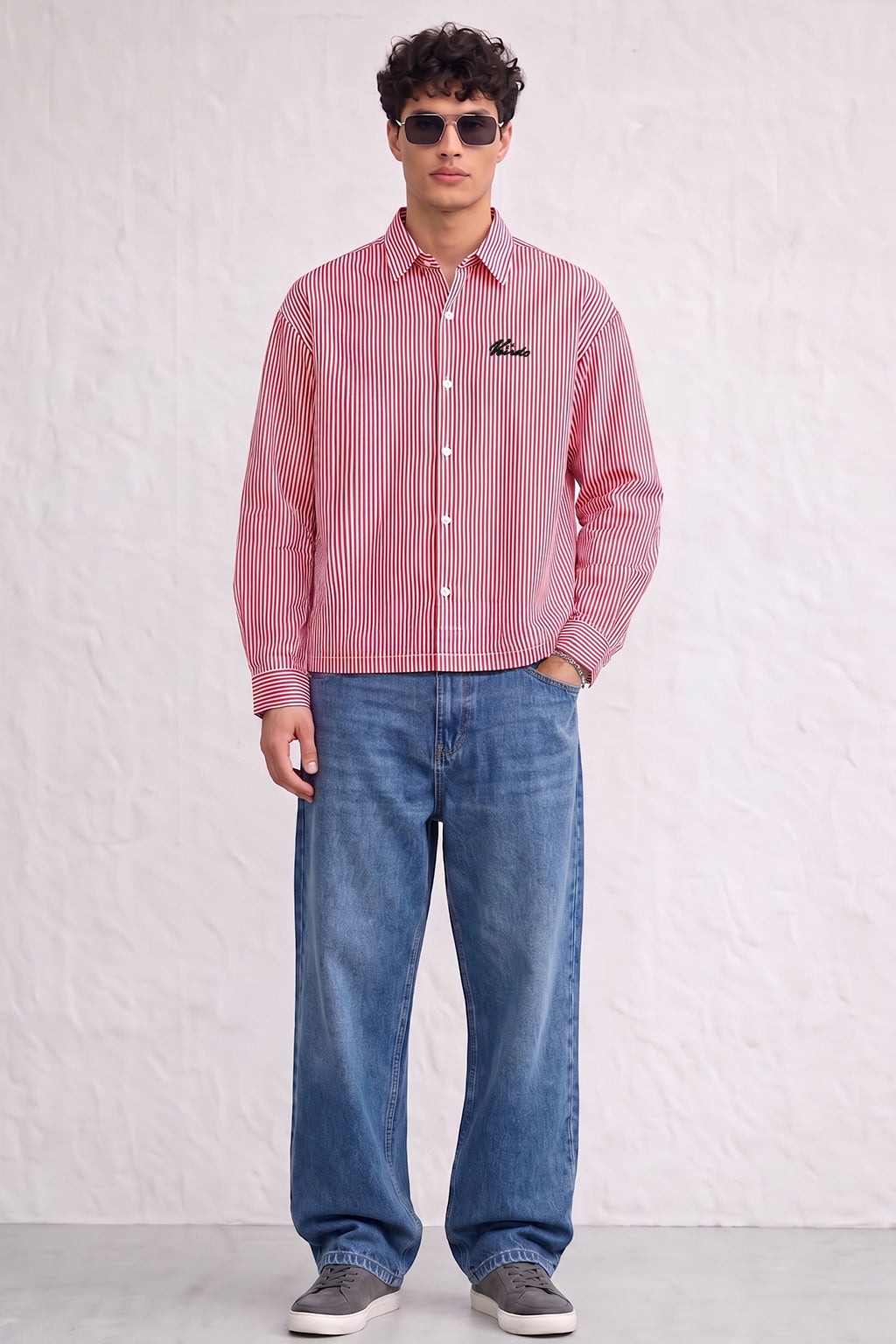 Crimson Stripe Red Boxy Fit Full sleeve Exclusive Shirt