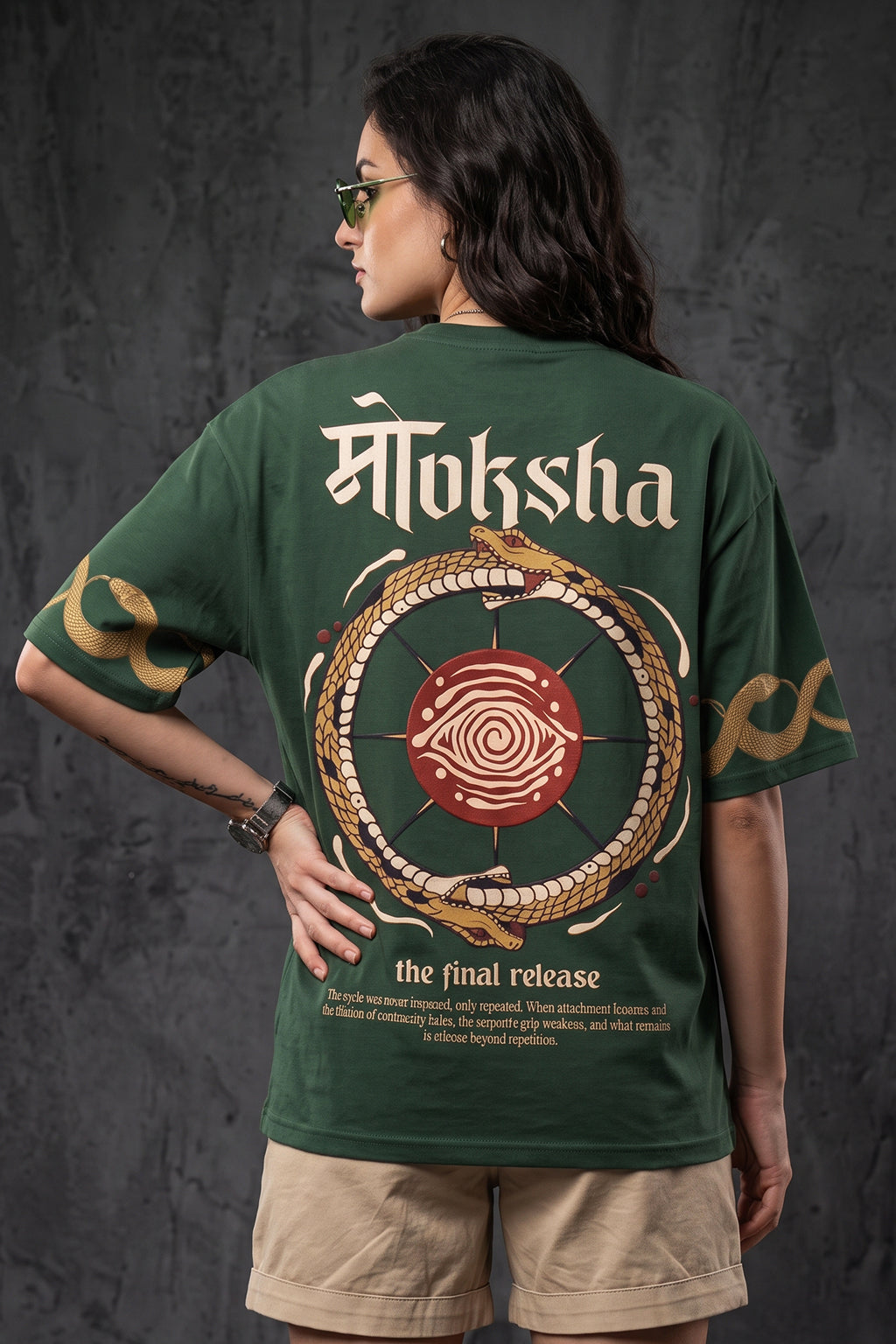 मोक्ष Green Printed Exclusive T-shirt Epic Collection For Women