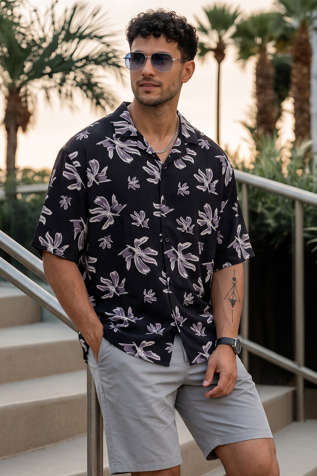Crimson Petal Black All Over Printed Oversized Exclusive Shirt
