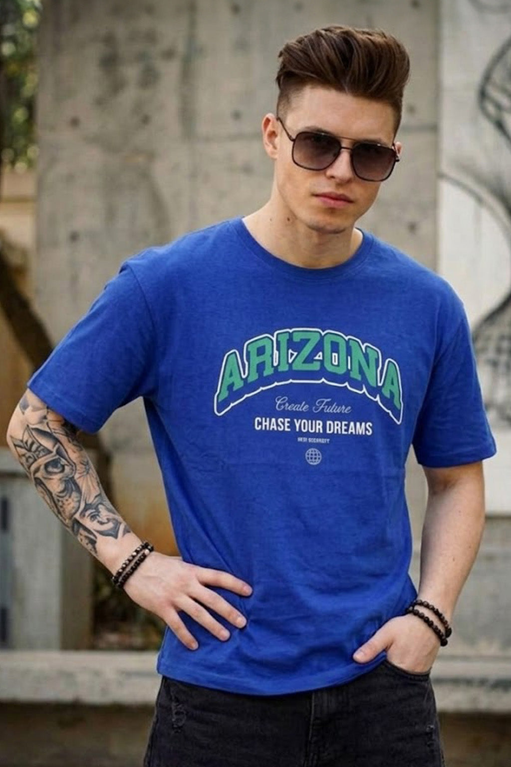 Arizona Royal blue Regular Fit Printed T-shirt