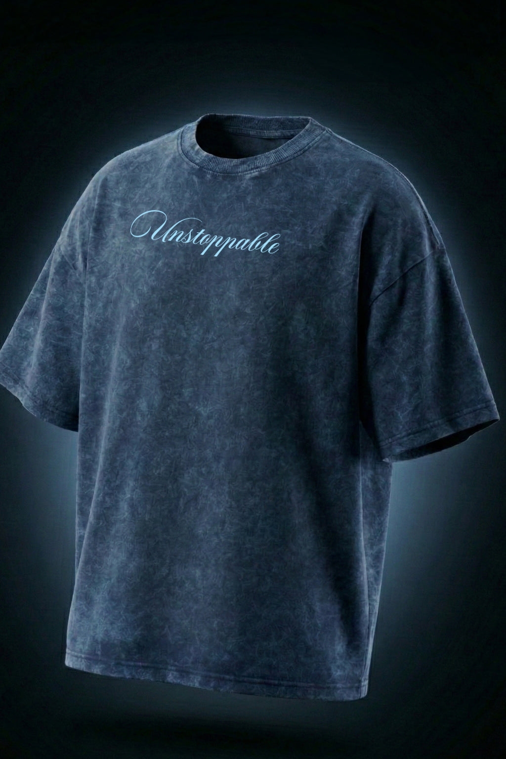 Unstoppable Navy Plus Size Acidwash Printed Exclusive T-Shirt
