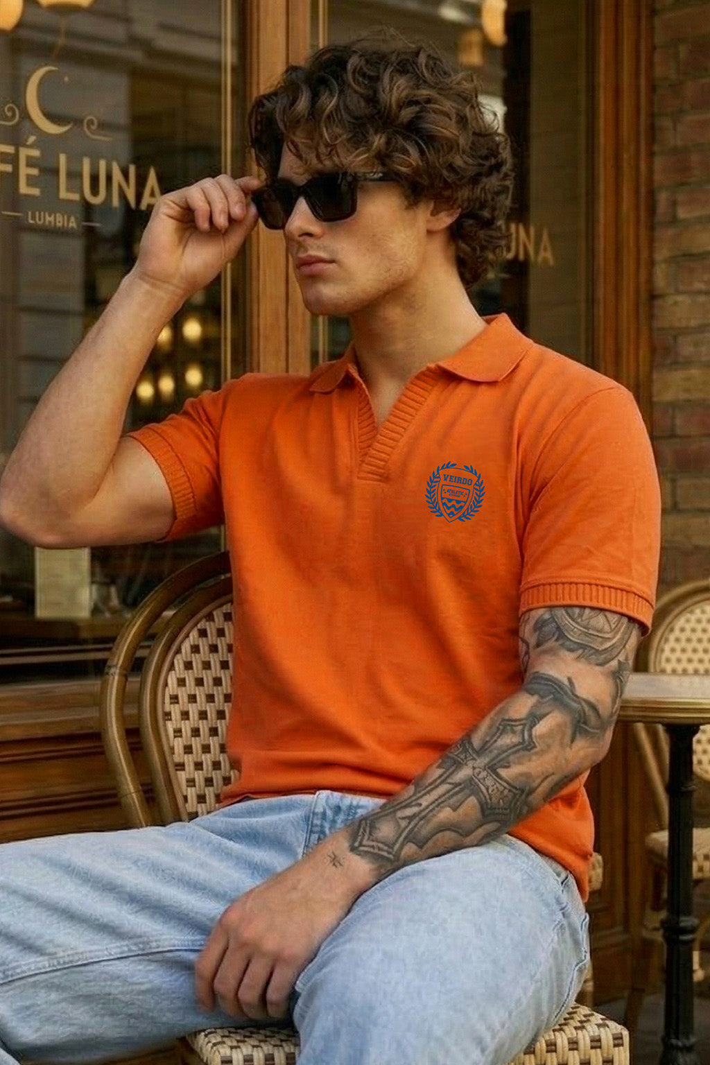 Veirdo Orange Rib Collar Economic Regular Fit Pique Polo