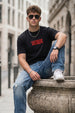 Veirdo Black Regular Fit Puff Printed T-shirt
