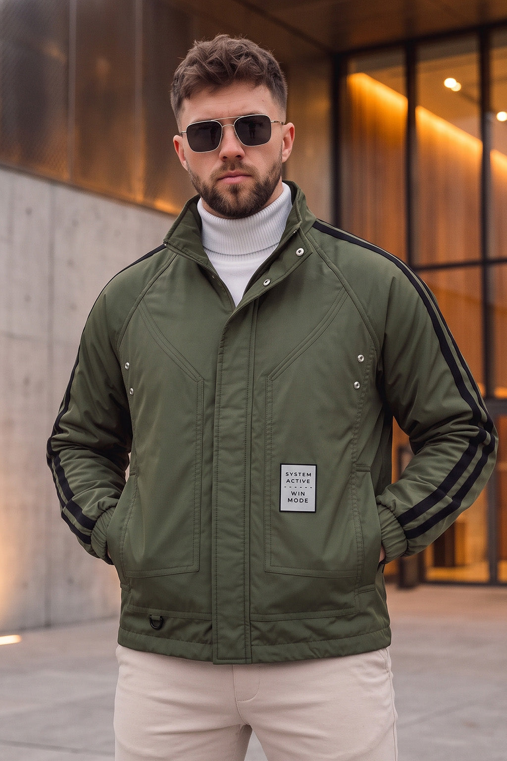 Signature Stripe Olive Regular Fit Exclusive Windbreaker