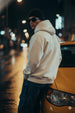 Seek Beige Oversized Pocket Graphic Printed Hoodie