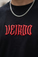 Veirdo Black Regular Fit Puff Printed T-shirt