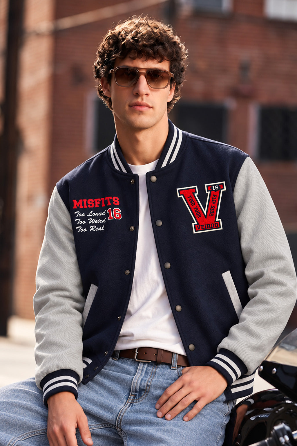 Street Club Navy Blue & Grey Exclusive Varsity Jacket