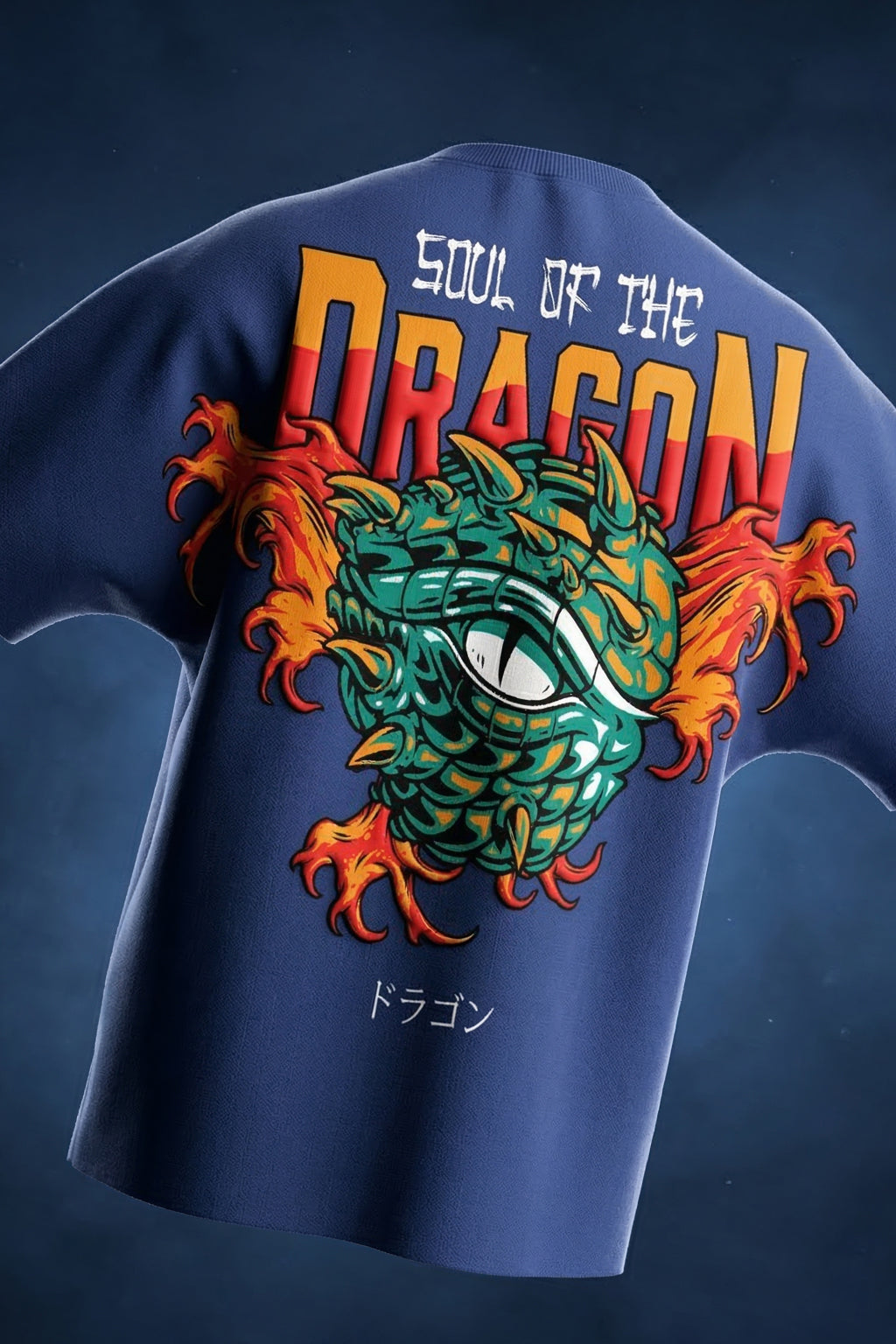 Dragon Navy 3D Puff Print Exclusive T-shirt Supreme Edition