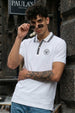 Veirdo City White Regular Fit Pique Lycra Exclusive Polo T-Shirt