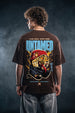 Untamed Brown Oversized Printed T-shirt