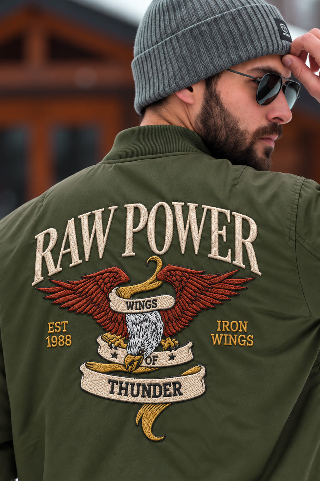 Raw Power Olive Regular Fit Exclusive Pilot Bomber Jacket