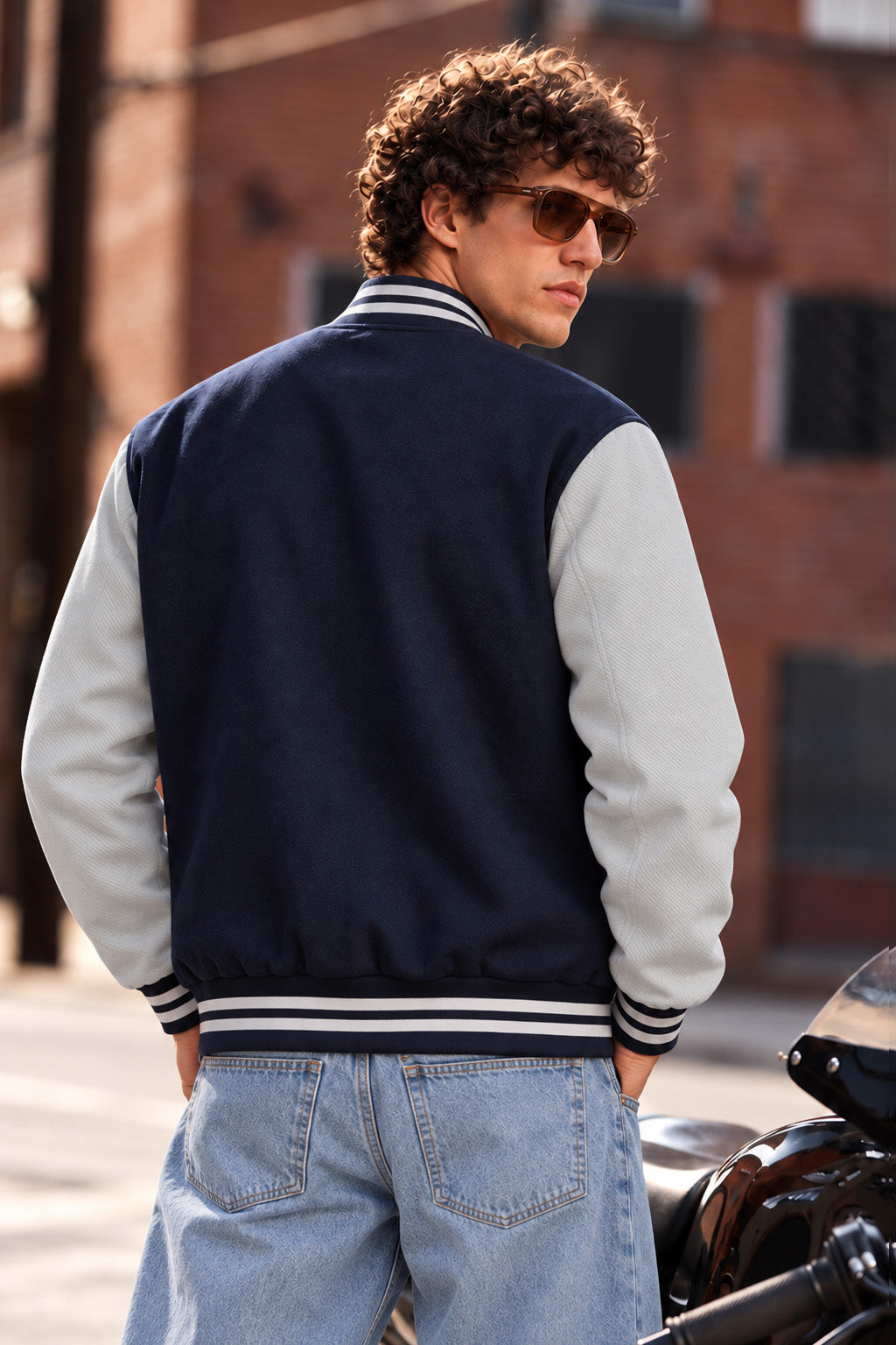 Street Club Navy Blue & Grey Exclusive Varsity Jacket