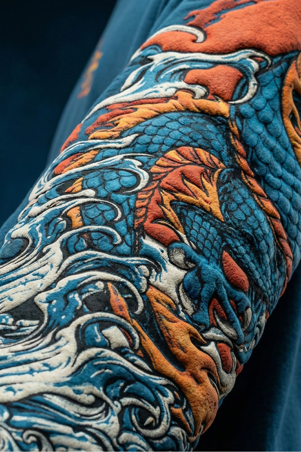 Dragon Blue Oversized Puff Printed Exclusive Hoodie