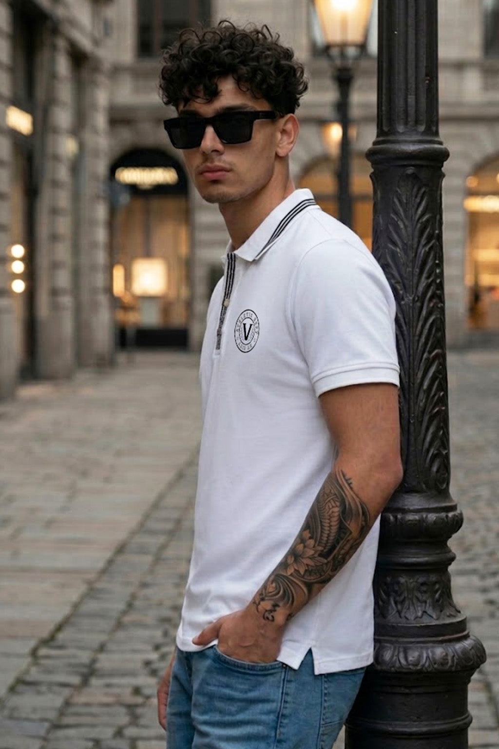 Veirdo City White Regular Fit Pique Lycra Exclusive Polo T-Shirt