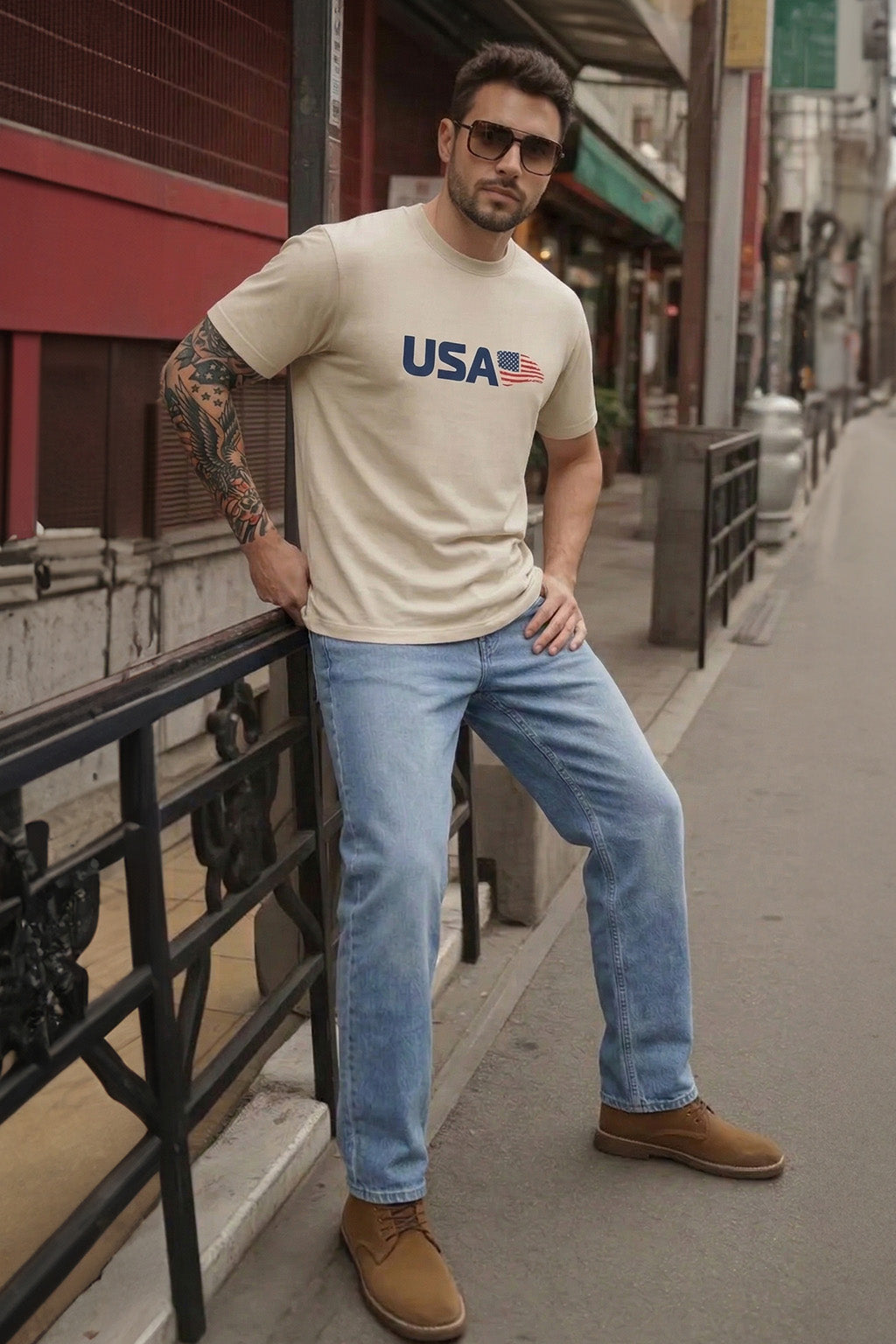 USA Swanwhite Regular Fit Printed T-shirt