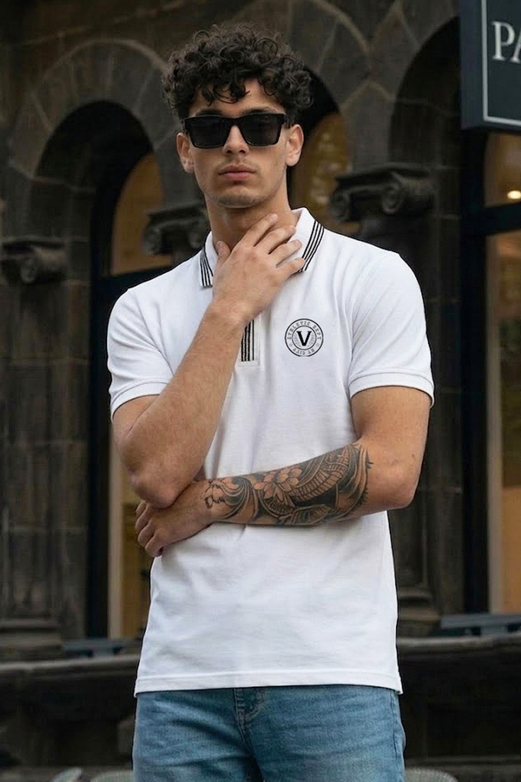 Veirdo City White Regular Fit Pique Lycra Exclusive Polo T-Shirt