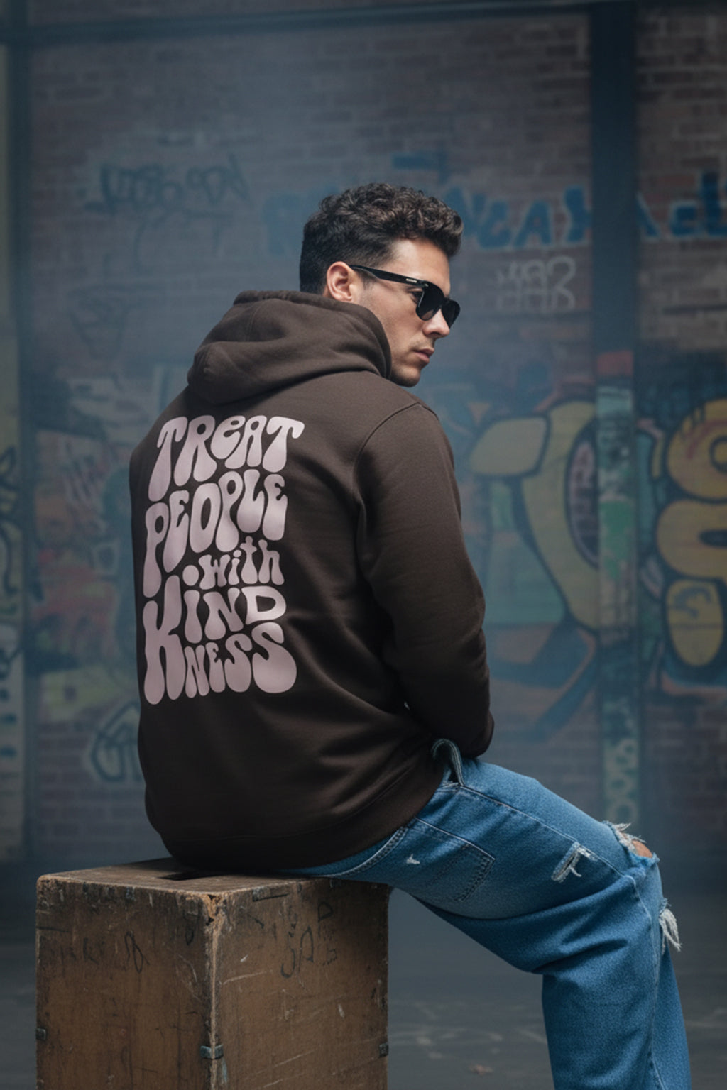 Brandy Bliss: Chic Brown Sun Men's Regular Fit Hoodie