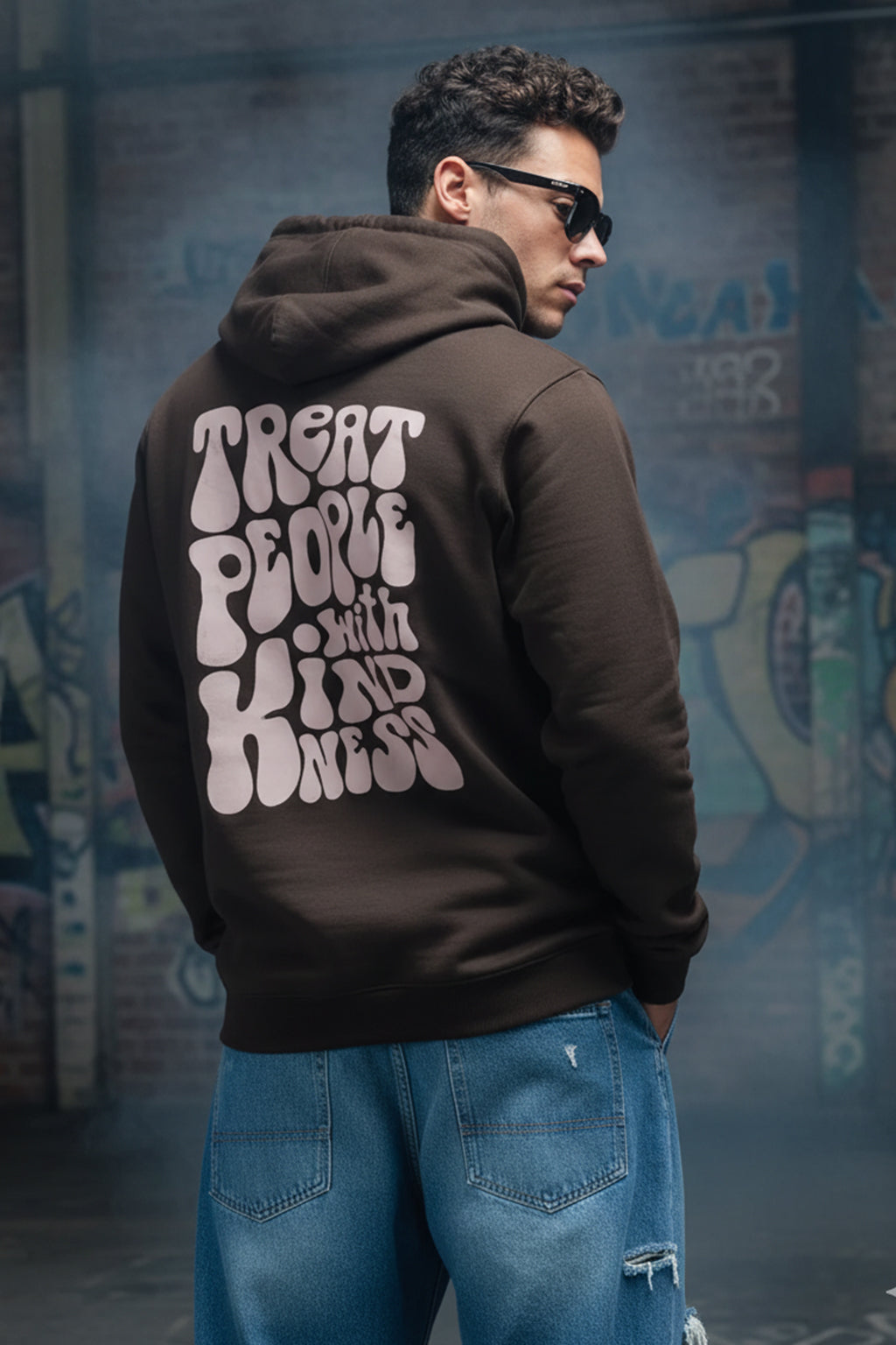 Brandy Bliss: Chic Brown Sun Men's Regular Fit Hoodie